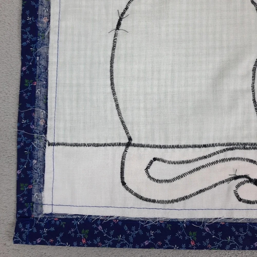 Handmade Applique Wall Hanging Cat Tulips Spring Floral Cottagecore Grandma VTG